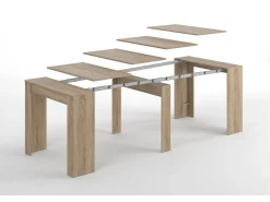 Consola Diluna, Mesa de jantar extensível, Mesa com extensões multiusos extensíveis até 10 lugares, 51/237x90h78 cm, Carvalho