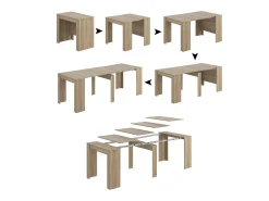 Consola Diluna, Mesa de jantar extensível, Mesa com extensões multiusos extensíveis até 10 lugares, 51/237x90h78 cm, Carvalho
