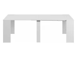 Consola Diluna, Mesa de jantar extensível, Mesa com extensões multiusos extensíveis até 10 lugares, 51/237x90h78 cm, Branco Brilhante