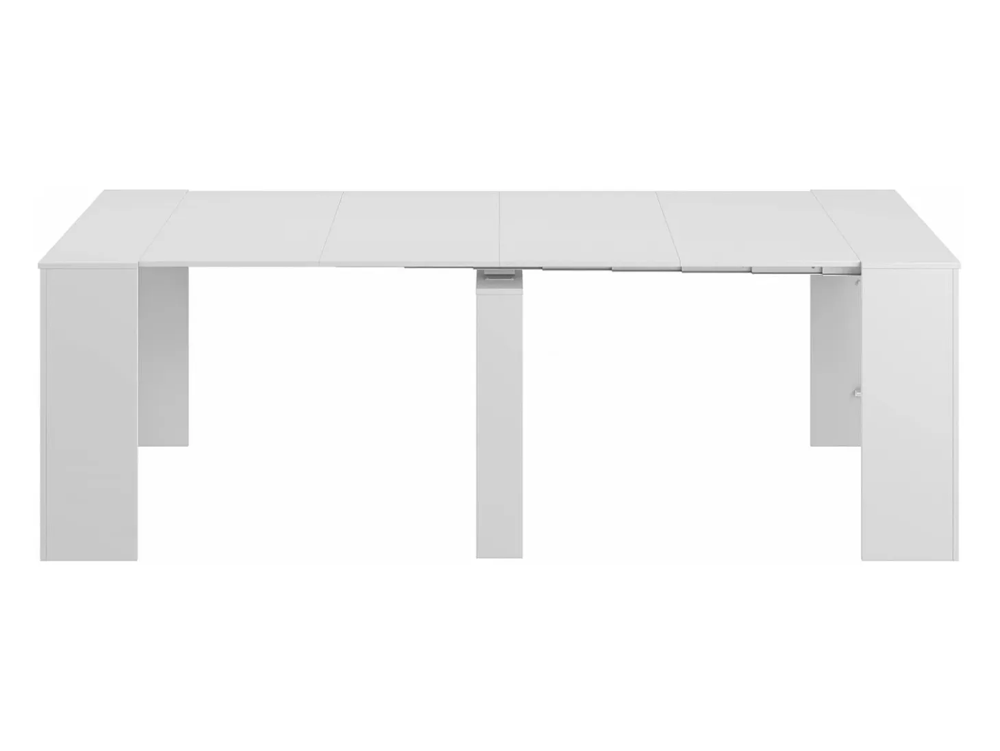 Consola Diluna, Mesa de jantar extensível, Mesa com extensões multiusos extensíveis até 10 lugares, 51/237x90h78 cm, Branco Brilhante
