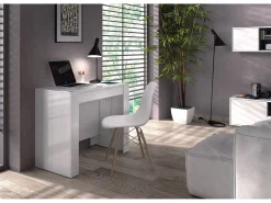 Consola Diluna, Mesa de jantar extensível, Mesa com extensões multiusos extensíveis até 10 lugares, 51/237x90h78 cm, Branco Brilhante