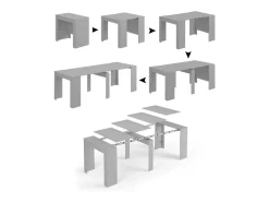 Consola Diluna, Mesa de jantar extensível, Mesa com extensões multiusos extensíveis até 10 lugares, 51/237x90h78 cm, Cimento
