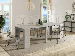 Consola Diluna, Mesa de jantar extensível, Mesa com extensões multiusos extensíveis até 10 lugares, 51/237x90h78 cm, Cimento