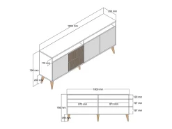 Consola Dpogg, Mesa multiuso, Armário de apoio, Secretária de corredor, 180x35h79 cm, Noz e Branco