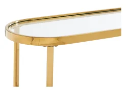 Consola em vidro temperado e aço inoxidável cromado, transparente e dourado - JOLINY