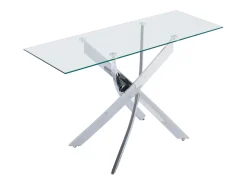 Consola em vidro temperado e metal cromado - Transparente - COSIMA