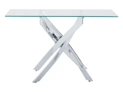 Consola em vidro temperado e metal cromado - Transparente - COSIMA