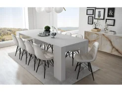 Consola extensível Alberique, Mesa com extensões, Consola multiusos, Mesa de jantar extensível até 10 lugares, 90/237x51h78 cm, Branco
