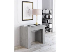 Consola extensível Alberique, Mesa com extensões, Consola multiusos, Mesa de jantar extensível até 10 lugares, 90/237x51h78 cm, Cimento