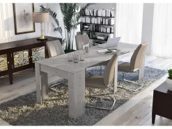 Consola extensível Alberique, Mesa com extensões, Consola multiusos, Mesa de jantar extensível até 10 lugares, 90/237x51h78 cm, Cimento