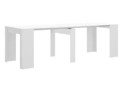 Consola extensível Cognolo, Mesa de jantar multiusos, Consola extensível multiposições com suporte de extensão incluído, 54/239x90h77 cm, Branco