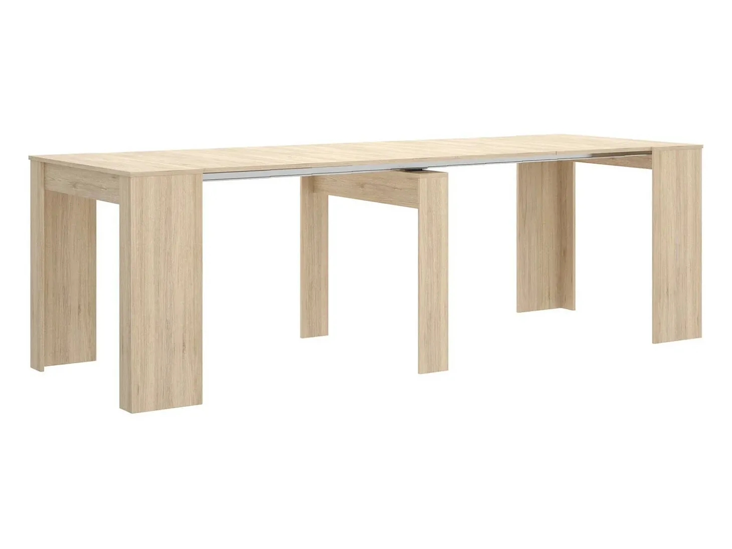 Consola extensível Dbiragh, Consola extensível multiposições, Mesa de jantar multiusos, 54/239x90h77 cm, Carvalho