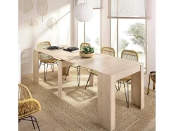 Consola extensível Dbiragh, Consola extensível multiposições, Mesa de jantar multiusos, 54/239x90h77 cm, Carvalho