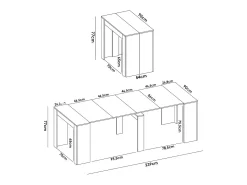 Consola extensível Dbiragh, Mesa de jantar multiusos, Consola extensível multiposições com suporte de extensão incluído, 54/239x90h77 cm, Branco