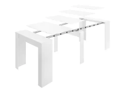 Consola extensível Dbiragh, Mesa de jantar multiusos, Consola extensível multiposições com suporte de extensão incluído, 54/239x90h77 cm, Branco