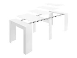 Consola extensível Dbiragh, Mesa de jantar multiusos, Consola extensível multiposições com suporte de extensão incluído, 54/239x90h77 cm, Branco
