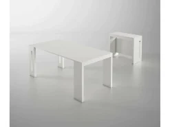 Consola extensível Detound, Mesa de jantar extensível, Consola multiusos com extensões, 100% Fabricado em Itália, 186x80h76 cm, Branco