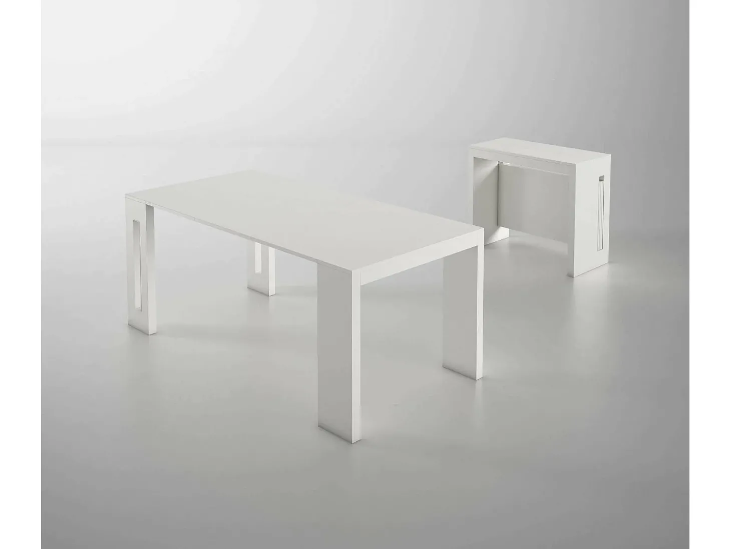 Consola extensível Detound, Mesa de jantar extensível, Consola multiusos com extensões, 100% Fabricado em Itália, 186x80h76 cm, Branco
