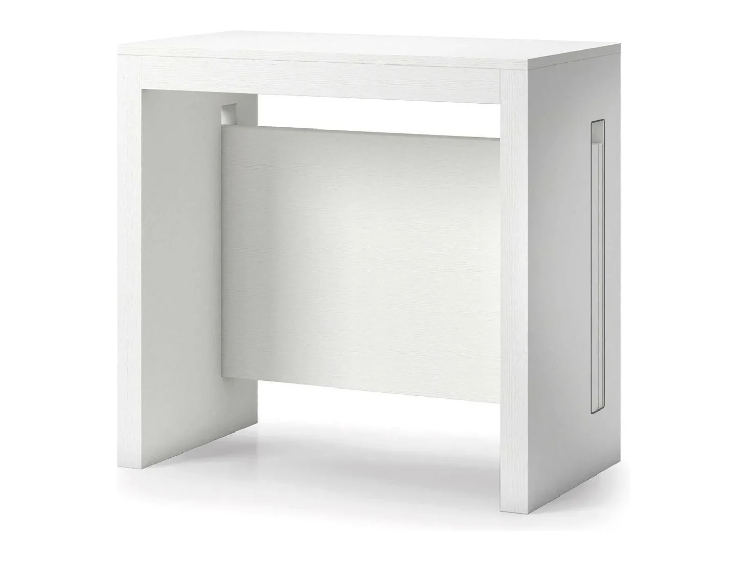 Consola extensível Detound, Mesa de jantar extensível, Consola multiusos com extensões, 100% Fabricado em Itália, 186x80h76 cm, Branco