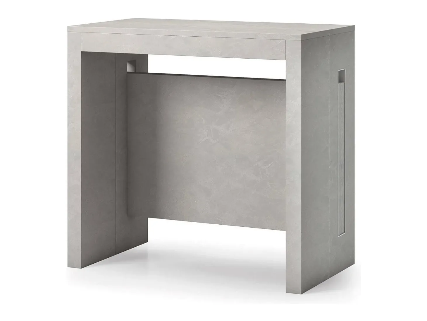 Consola extensível Detound, Mesa de jantar extensível, Consola multiuso com extensões, 100% Fabricado em Itália, 186x80h76 cm, Cimento