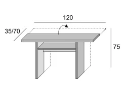 Consola extensível Dgalles, Mesa de jantar com abertura para livro, Consola multiuso extensível, 100% Fabricado em Itália, 120x70h75 cm, Branco