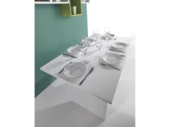 Consola extensível Dgalles, Mesa de jantar com abertura para livro, Consola multiuso extensível, 100% Fabricado em Itália, 120x70h75 cm, Branco