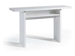 Consola extensível Dgalles, Mesa de jantar com abertura para livro, Consola multiuso extensível, 100% Fabricado em Itália, 120x70h75 cm, Branco