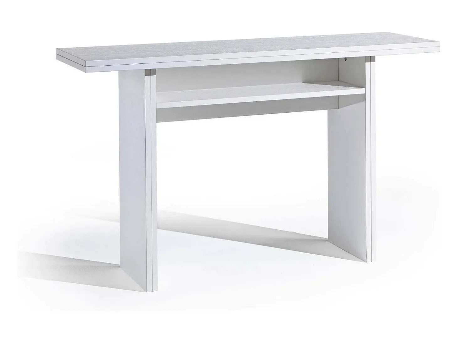 Consola extensível Dgalles, Mesa de jantar com abertura para livro, Consola multiuso extensível, 100% Fabricado em Itália, 120x70h75 cm, Branco