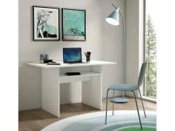 Consola extensível Dgalles, Mesa de jantar com abertura para livro, Consola multiuso extensível, 100% Fabricado em Itália, 120x70h75 cm, Branco
