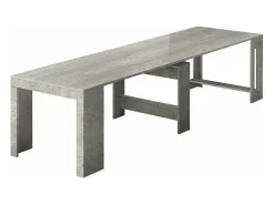 Consola extensível Dguigo, Consola extensível até 12 lugares, Mesa com suportes de extensão, 100% Fabricado em Itália, 51/300x90h77 cm, Cimento