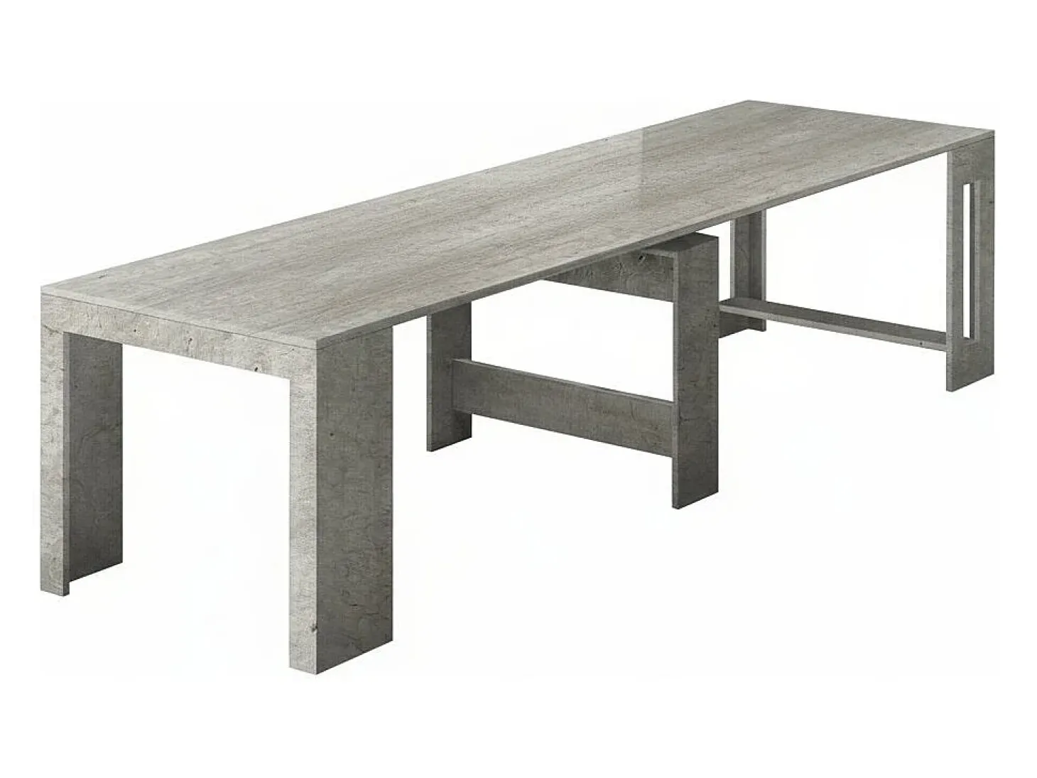 Consola extensível Dguigo, Consola extensível até 12 lugares, Mesa com suportes de extensão, 100% Fabricado em Itália, 51/300x90h77 cm, Cimento