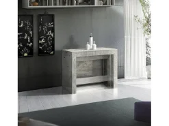 Consola extensível Dguigo, Consola extensível até 12 lugares, Mesa com suportes de extensão, 100% Fabricado em Itália, 51/300x90h77 cm, Cimento