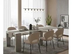 Consola extensível Dguigo, Consola extensível até 12 lugares, Mesa com suportes de extensão, 100% Fabricado em Itália, 51/300x90h77 cm, Cimento