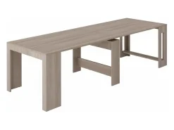 Consola extensível Dguigo, Consola extensível até 12 lugares, Mesa com suportes de extensão, 100% Fabricado em Itália, 51/300x90h77 cm, Olmo pérola