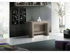 Consola extensível Dguigo, Consola extensível até 12 lugares, Mesa com suportes de extensão, 100% Fabricado em Itália, 51/300x90h77 cm, Olmo pérola