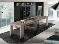 Consola extensível Dguigo, Consola extensível até 12 lugares, Mesa com suportes de extensão, 100% Fabricado em Itália, 51/300x90h77 cm, Olmo pérola