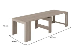 Consola extensível Dguigo, Consola extensível até 12 lugares, Mesa com suportes de extensão, 100% Fabricado em Itália, 51/300x90h77 cm, Olmo pérola