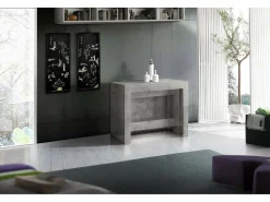 Consola extensível Dguigo, Consola extensível até 12 lugares, Mesa com suportes de extensão, 100% Fabricado em Itália, 51/300x90h77 cm, Mármore cinzento