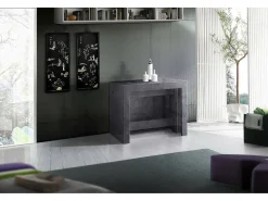 Consola extensível Dguigo, Consola extensível até 12 lugares, Mesa com suportes de extensão, 100% Fabricado em Itália, 51/300x90h77 cm, Ardósia