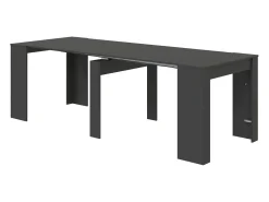 Consola extensível Diluna, Mesa de jantar extensível, Prateleira com extensões multiusos extensíveis até 10 lugares, 51/237x90h78 cm, Antracite