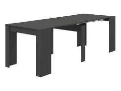 Consola extensível Diluna, Mesa de jantar extensível, Prateleira com extensões multiusos extensíveis até 10 lugares, 51/237x90h78 cm, Antracite