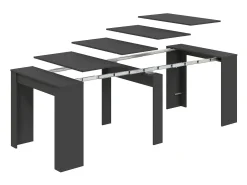 Consola extensível Diluna, Mesa de jantar extensível, Prateleira com extensões multiusos extensíveis até 10 lugares, 51/237x90h78 cm, Antracite