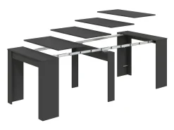 Consola extensível Diluna, Mesa de jantar extensível, Prateleira com extensões multiusos extensíveis até 10 lugares, 51/237x90h78 cm, Antracite
