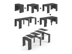 Consola extensível Diluna, Mesa de jantar extensível, Prateleira com extensões multiusos extensíveis até 10 lugares, 51/237x90h78 cm, Antracite