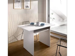 Consola extensível Dmanuel, Consola auxiliar extensível multiposições, Mesa de jantar dobrável com tampo rebatível, 110x33/66h75 cm, Branco