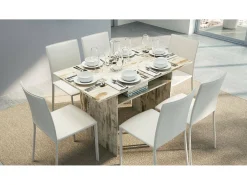 Consola extensível Dwales, Mesa de jantar com abertura para livro, Consola multiuso extensível, 100% Fabricado em Itália, 120x70h75 cm, Vintage