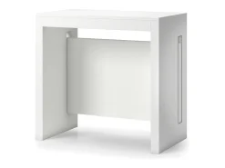 Consola extensível Glicine, Mesa de jantar extensível, Consola multiusos com extensões, 100% Fabricado em Itália, 186x80h76 cm, Branco