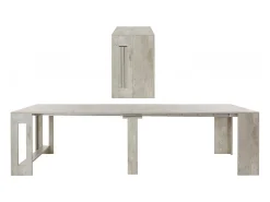 Consola extensível Martino, Consola extensível até 12 lugares, Mesa com suportes de extensão, 100% Fabricado em Itália, 51/300x90h77 cm, Cimento
