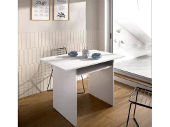 Consola extensível Rodella, Consola extensível auxiliar multiposições, Mesa de jantar dobrável com tampo rebatível, 110x33/66h75 cm, Branco