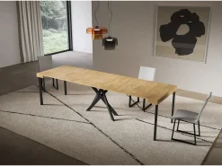 Consola extensível 90x40/300 cm Carvalho natural Saki com pés antracite